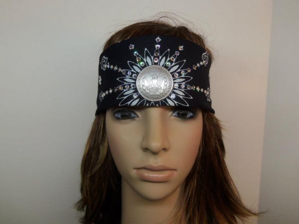 Crystal Faux Silver Dollar Bandana