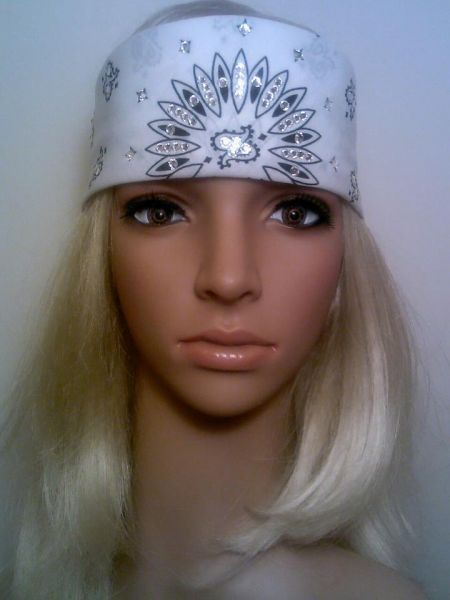 White bandana with Brilliant Diamond Crystals