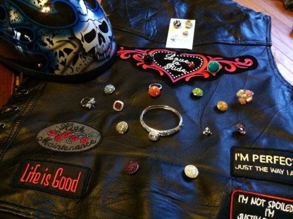 How our jewelry looks with other biker gear