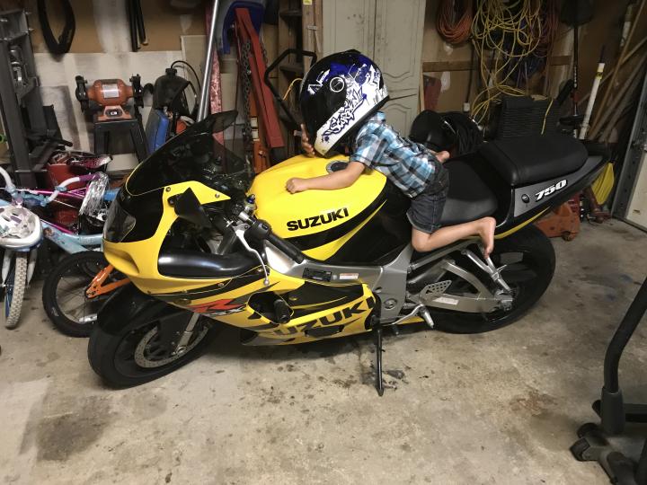 Little man on dads bike