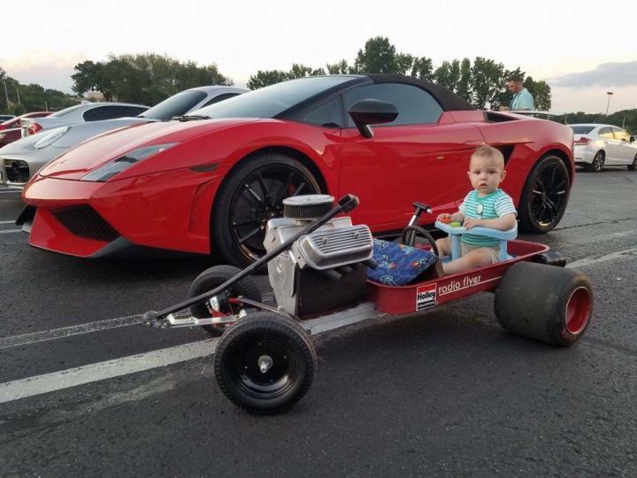 My Youngest Son William with his custom Wagon I built