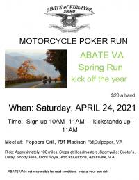 ABATE VA Spring Poker Run