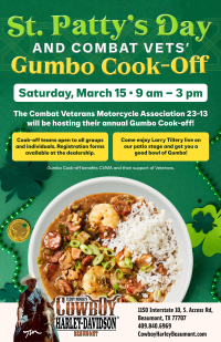 St. Patty's Day & Combat Vets Gumbo Cook-off