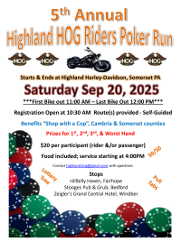 Highland HOG Riders Poker Run Shop with a Cop - Cambria-Somerset