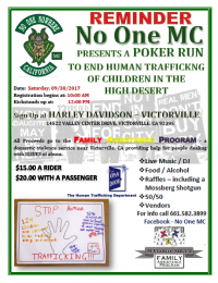 Poker Run  to End Human Trafficking in the High Desert