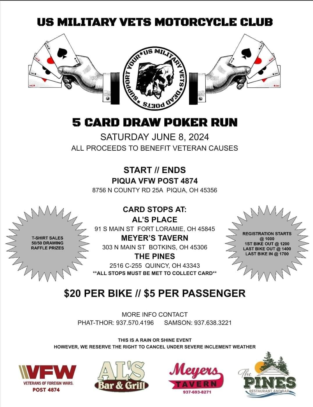 U.S. Military Vets MC – Dead Poets Poker Run