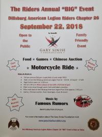 Dillsburg American Legion Riders Chapter 26 Annual Big Event to benefit the Gary Sinise Foundation