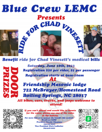 Benefit ride for Chad Vinesett 