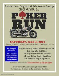 American Legion & Masonic Lodge 3rd Annual Poker Run