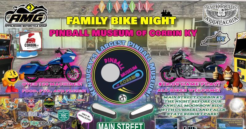 AMG FAMILY BIKE NIGHT at the PINBALL MUSEUM OF CORBIN KY! 