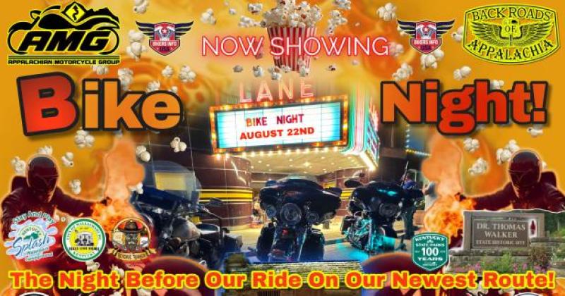 AMG "BIKE NIGHT in THE BURG"  at the Lane Theater! 