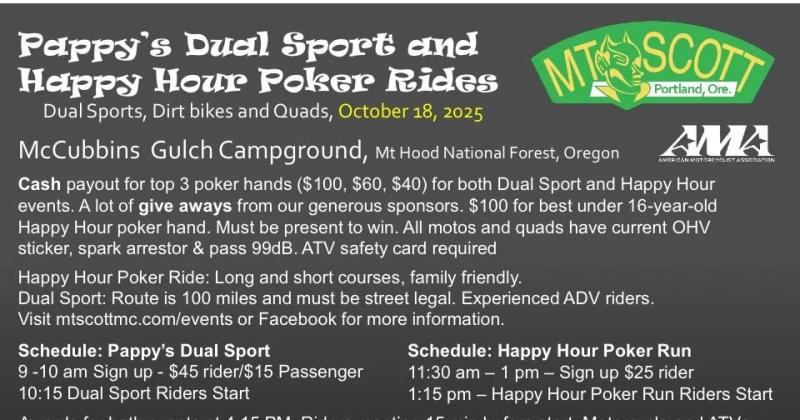 Pappy's Dual Sport and Happy Hour Poker Rides