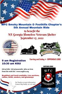 MFC 5th Annual Mountain Ride for the NE Georgia Homeless Veterans Shelter