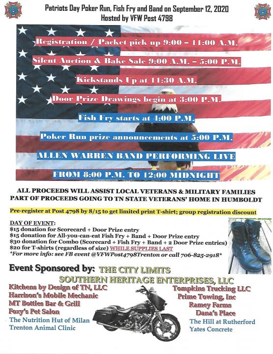 VFW Post 4798 Inaugural Bike Run/Fish Fry 