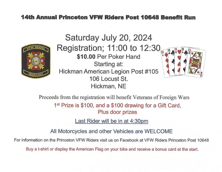 14th ANNUAL PRINCETON VFW RIDERS POST 10648 BENEFIT RUN